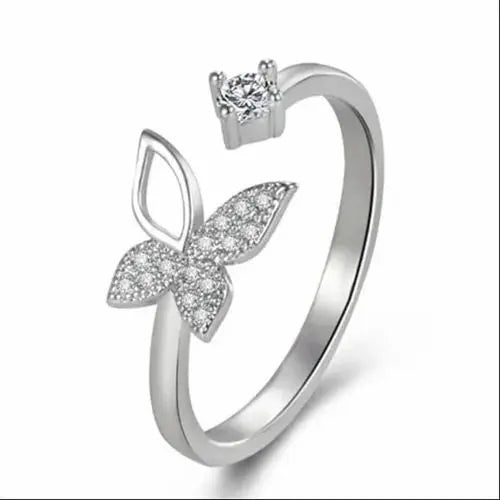 Silver Butterfly Adjustable Ring - BELARIC