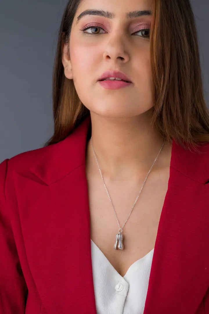 Peanut Shaped Pearl Pendant Necklace | Unique Silver Jewelry with Dual Pink Pearls - BELARIC