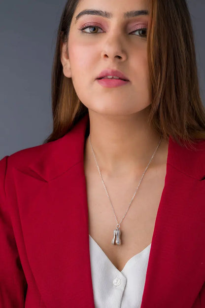 Peanut Shaped Pearl Pendant Necklace | Unique Silver Jewelry with Dual Pink Pearls - BELARIC