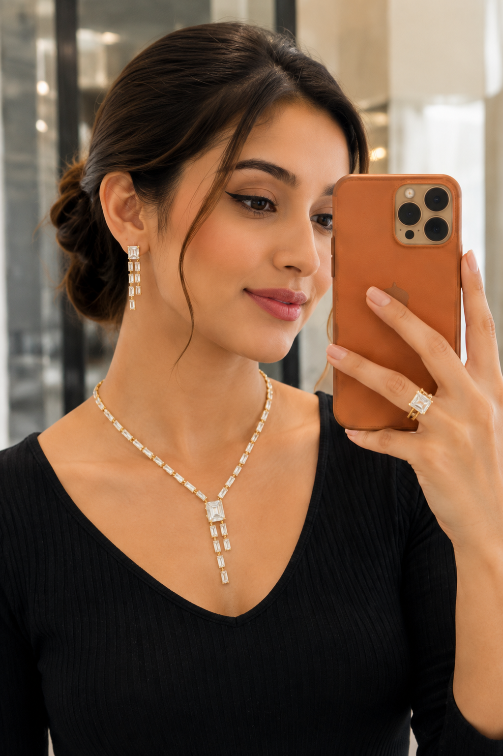 Gold Pearl Necklace Set